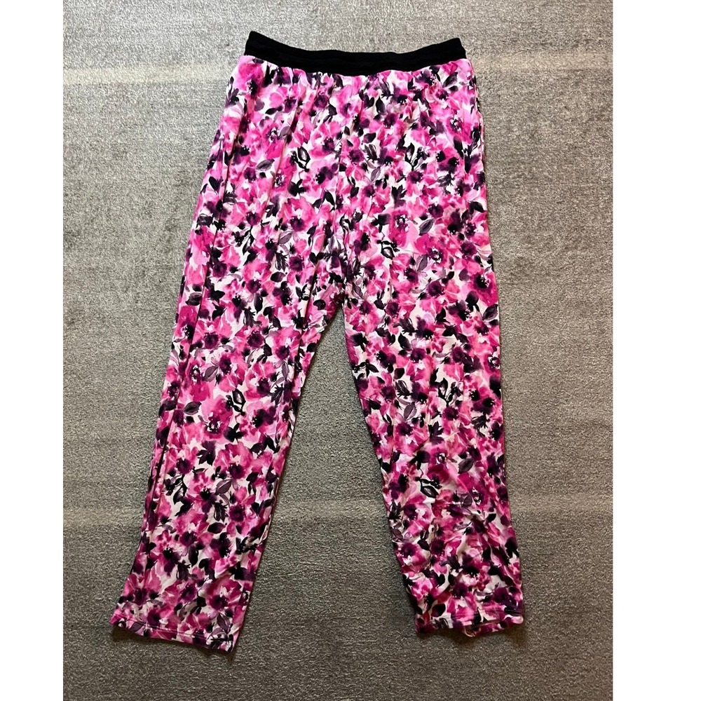 Donna Karan Sleepwear Pink Floral Modal Pajama Pants Small Drawstring RN 17363